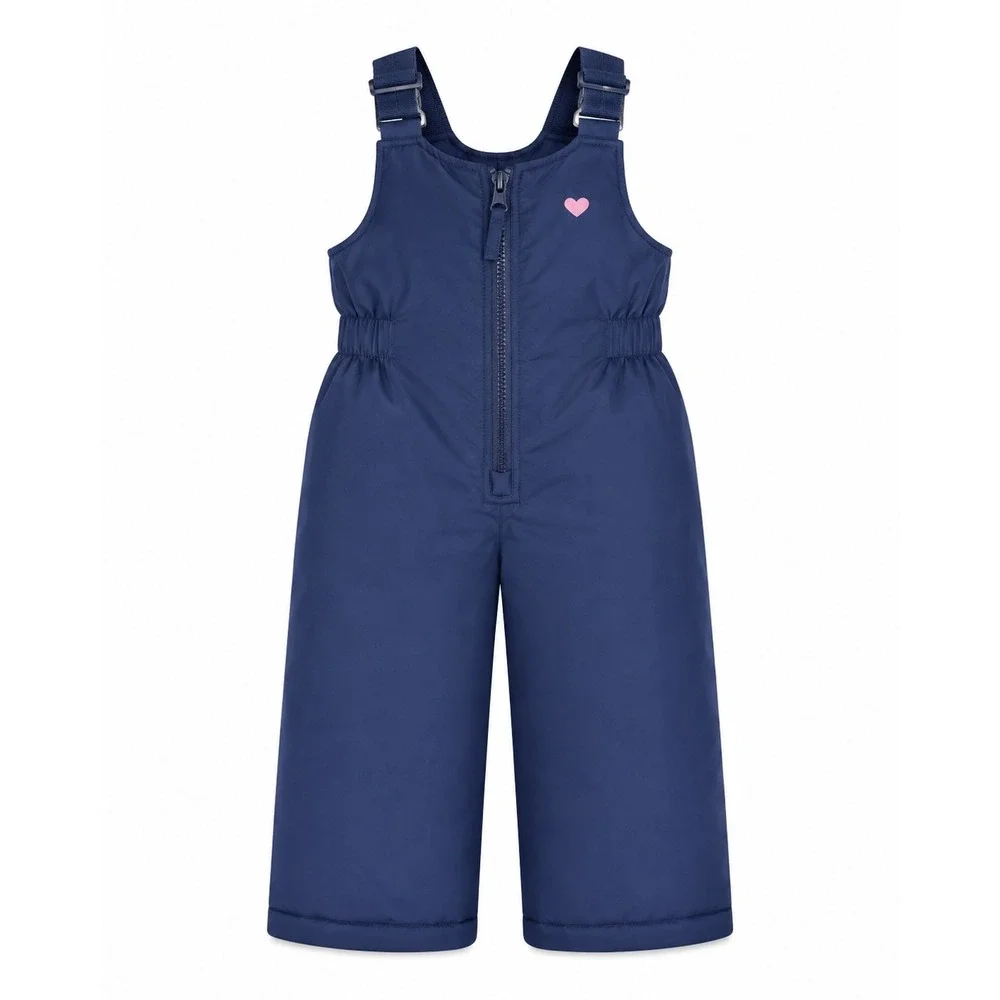 OshKosh BGosh Toddler 12M Snow Bibs Navy Blue Insulated Heart Winter Ski